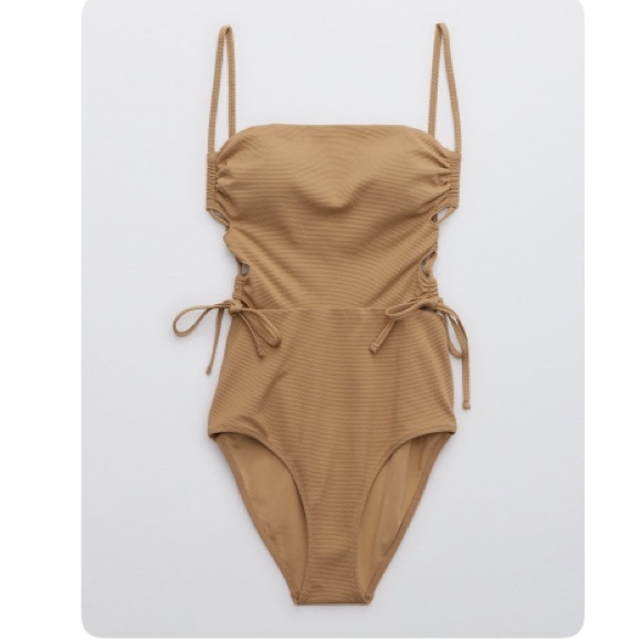 aerie Other - Aerie Pique Lace Up Bandeau One Piece Swimsuit